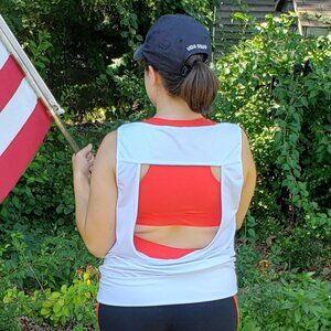 White Open Back Athletic Top Handmade size S/M